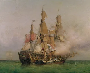 A „Kent” elfoglalása Robert Surcouf (1736-1827) által a Bengáli-öbölben, 1800. október 7., 1850